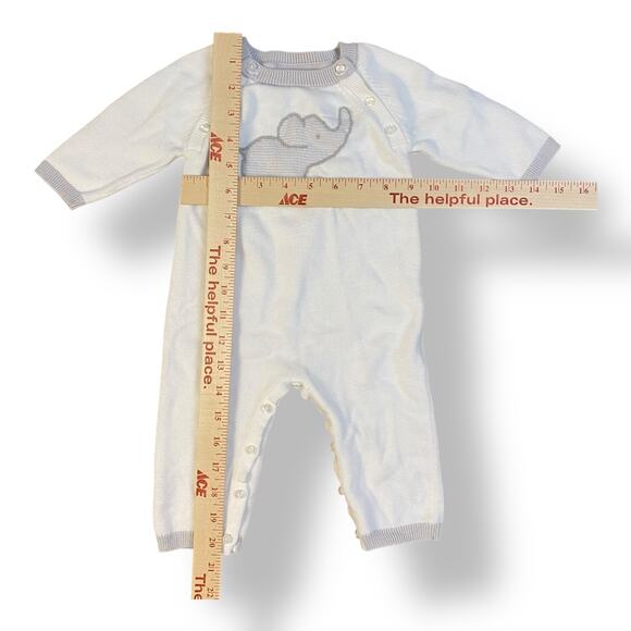 Janie and Jack Elephant Sweater‎ 1-Piece Babies Size 3-6 Months White Gray - Picture 3 of 9